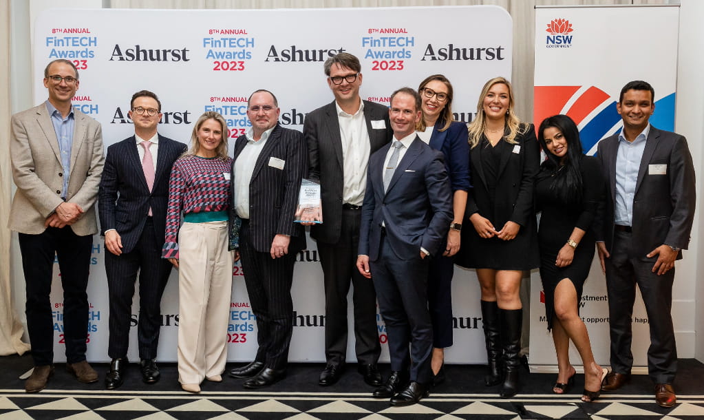 Group of 2023 Ashurst Fintech Awards finalists and winners
