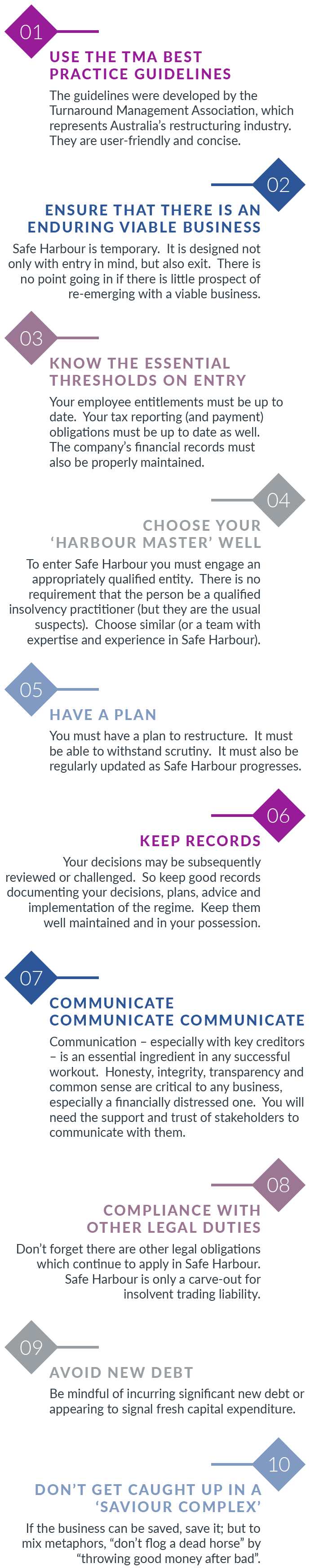 Online restructuring guide safe harbour top 10s